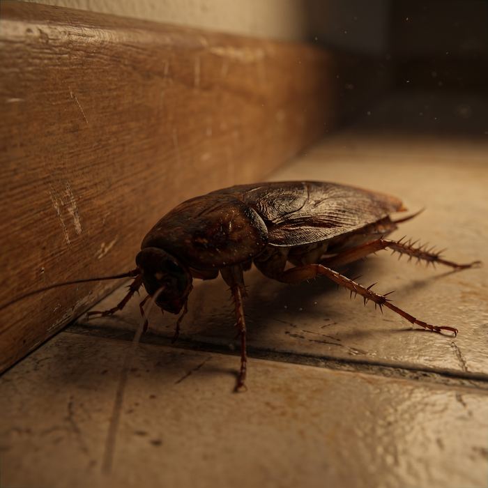 Cockroach near a baseboard